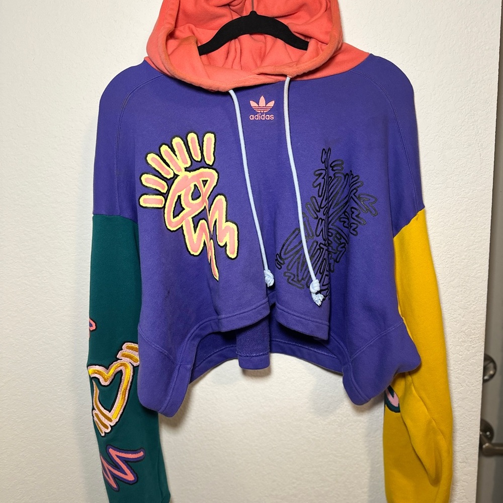 Adidas Colorful Cropped Hoodie